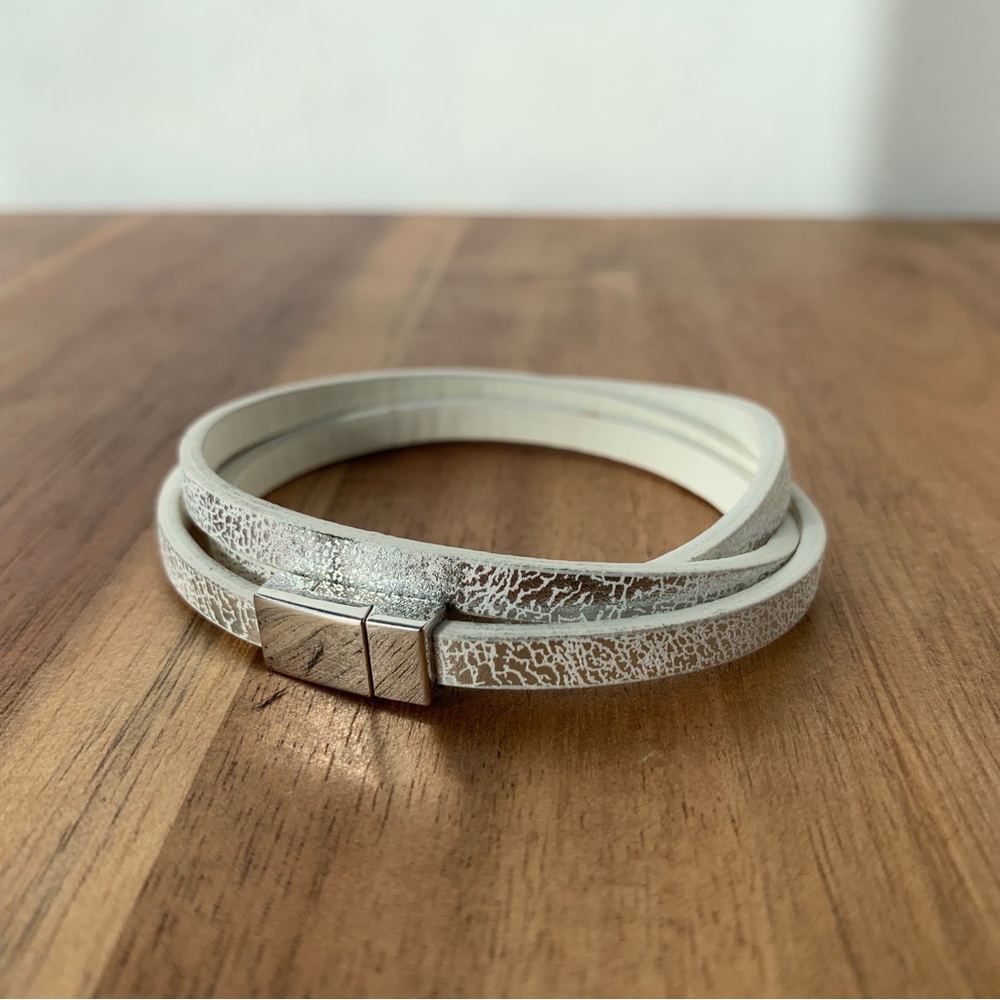 White leather wrap bracelet